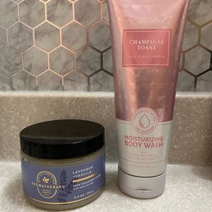 Bath & body works champagne toast moisturizing wash & lavender vanilla scrub NEW